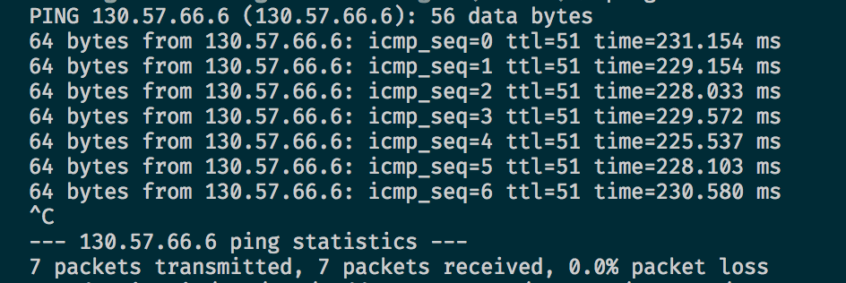 Ping results